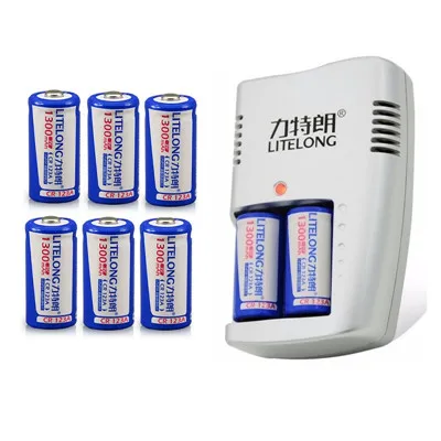 LITELONG 1300mAh CR123A LiFePo4 аккумуляторная батарея+ 2 слота интеллектуальное зарядное устройство для 3V CR 123A батареи - Цвет: D