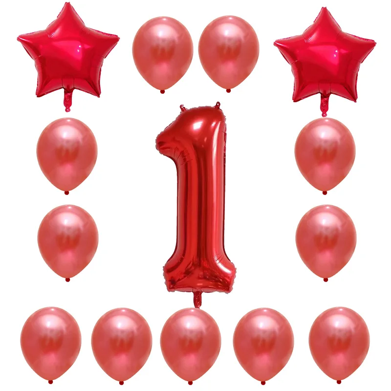 red 14 шт. 40 дюймов синие розовые воздушные шарики в виде цифр 1 2 3 4 5st День рождения украшения звезда гелий 1" Латексные Шары Поставки воздушные шары - Цвет: red