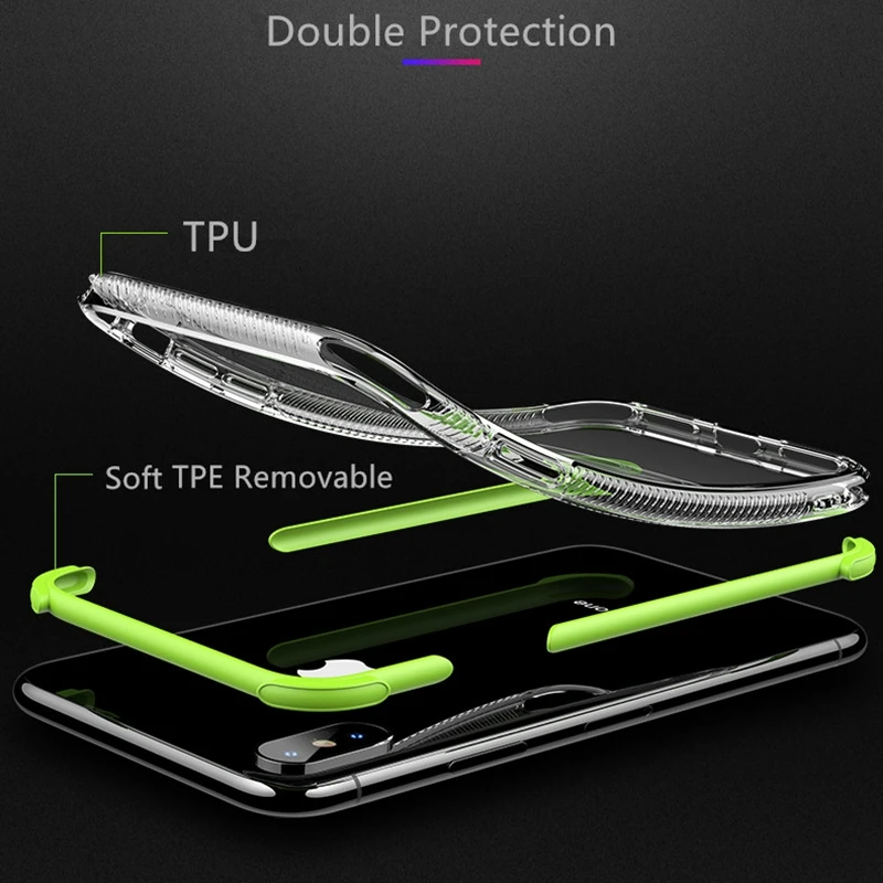 Гибридный защитный противоударный мягкий чехол для iphone XS MAX XR 6 6s 7 8 Plus X