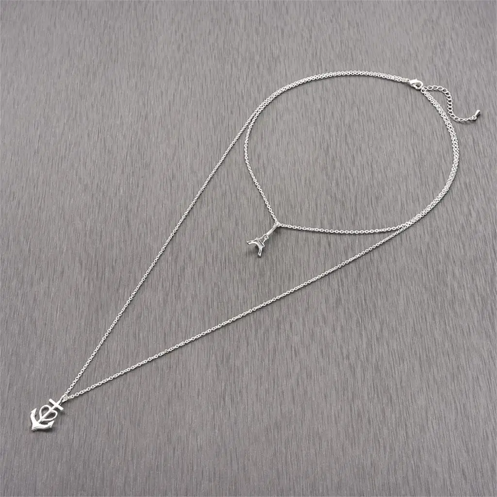 Ксвинд Бохо Сердце Стрела Длинные Подвески Ожерелья Леди Чокер Винтаж Ожерелье Многослойная Украшения на Эйфелевой Башне