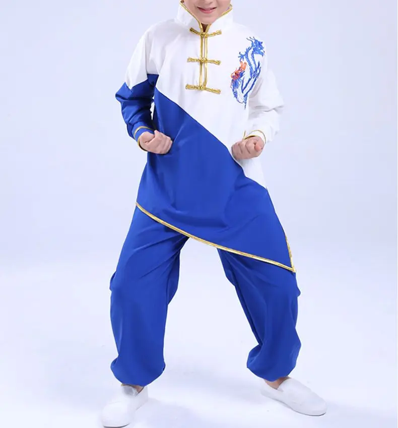 new unisex high quality kids Embroidery dragon kung fu wushu clothing children martial arts uniforms tai chi suits |