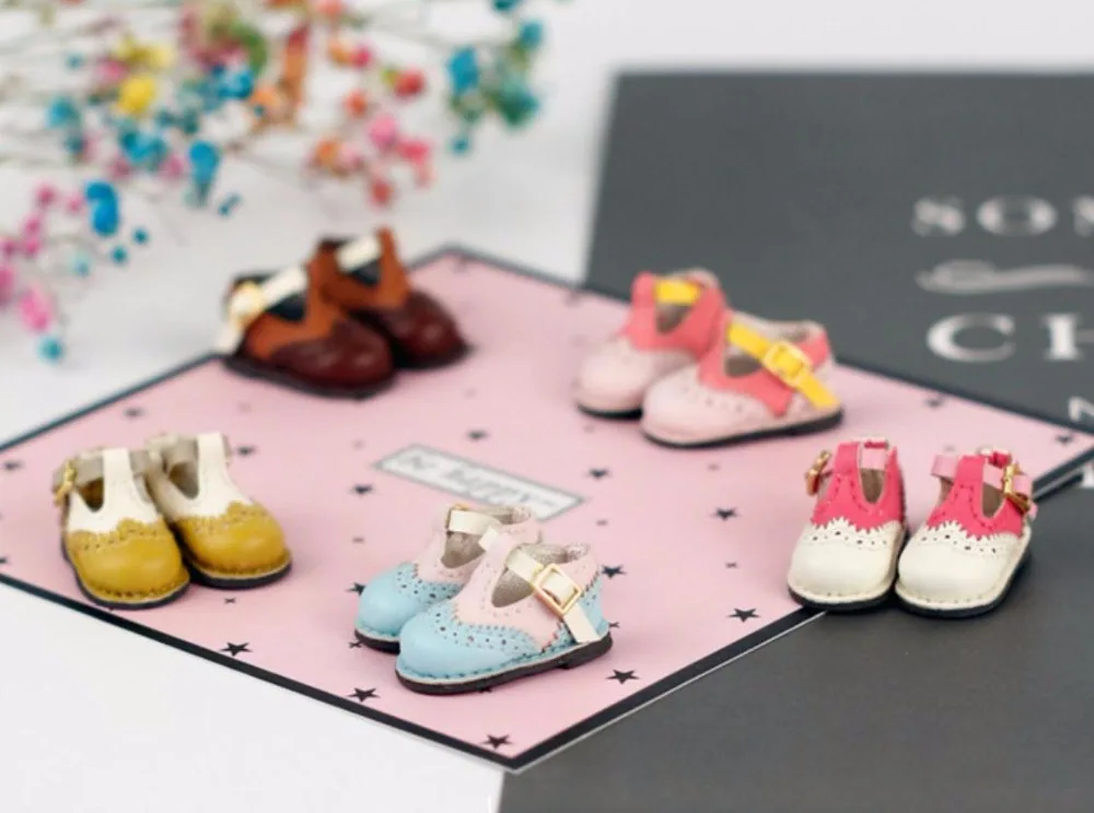 1 пара 3 см Blyth Dolls T-stripe кожаная обувь карамельного цвета Doug для Azone Momoko Lati JerryBerry Holala 1/6 аксессуары для кукол