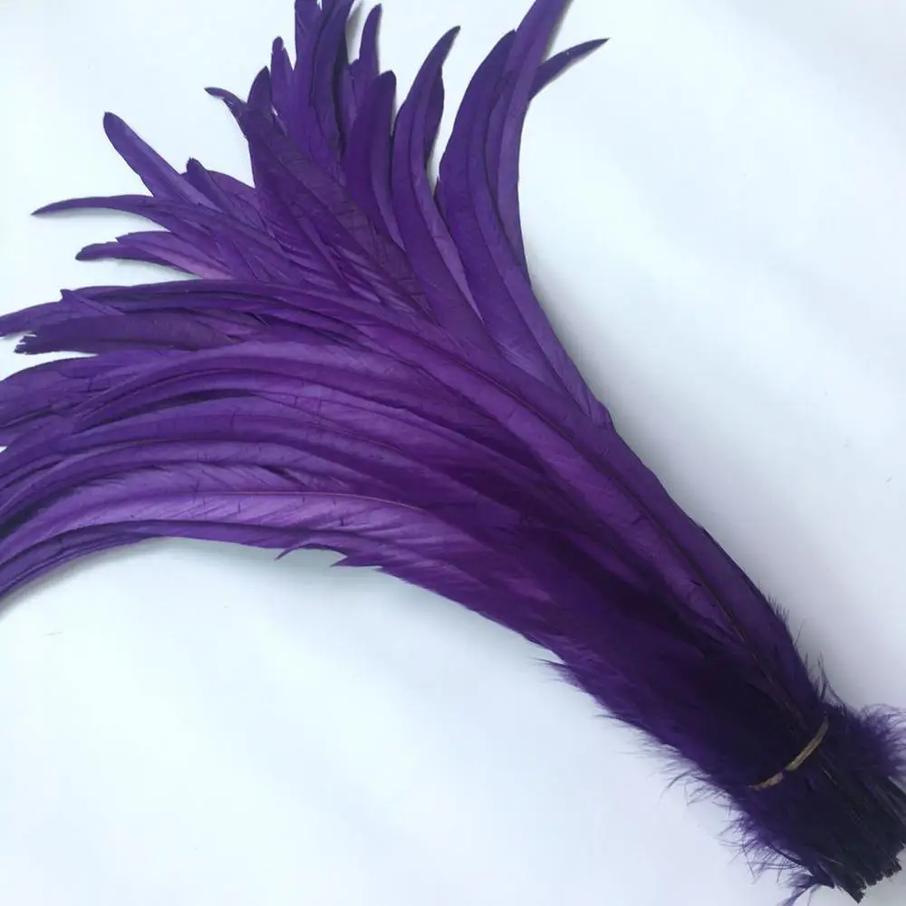 Purple 100 шт., белые, 35-40 см/14-16 дюймов, натуральные перья петуха, перо для украшения, рукоделия, рождественские, сделай сам, петух, Плюм, аксессуары - Цвет: Purple