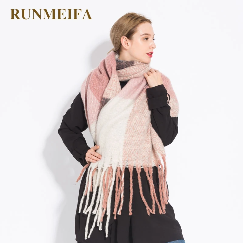 RUNMEIFA клетчатый дизайн женский зимний шарф Элегантный Пашмины палантин