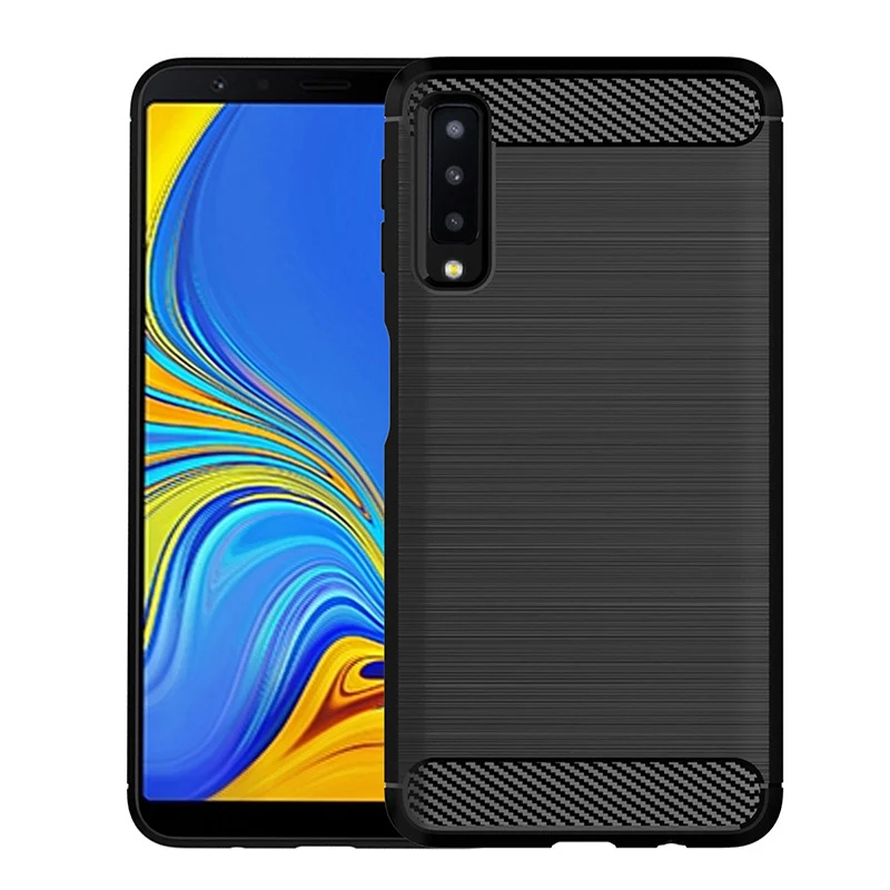 Чехол 6 0 дюйма для Samsung galaxy A7 2018 мягкий силиконовый чехол из углеродного волокна
