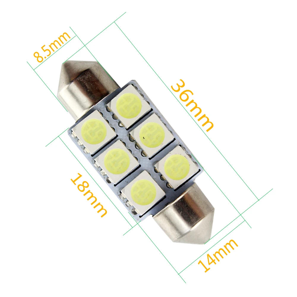 YM E Bright 4 шт. белый 24 В DC 5050 6 SMD c5w 31 мм 36 39 41 светодиодный светильник Festoon Dome лампы
