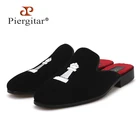 Piergitar 2019 обувь в том же стиле для пар, женские бархатные туфли с шахматной вышивкой, модные женские тапочки для вечерние НКИ и свадьбы, полудизайн