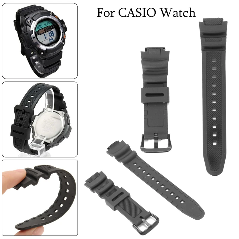 Черный Замена Браслет ремешок для объектива с оптическими зумом CASIO цифровые часы AQ-S810W SGW-300H SGW-400H AU резиновый ремешок для наручных часов электронные часы