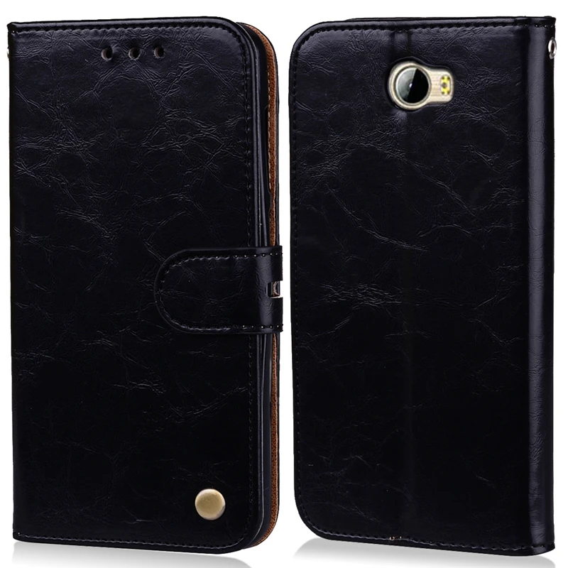 Черный Кожаный чехол-бумажник для huawei Y5II Y5 II/Y6 ii Compact CUN-U29 CUN-L21 CUN-L01 Honor 5A LYO-L21 CUN U29 откидной Чехол с подставкой - Цвет: Черный