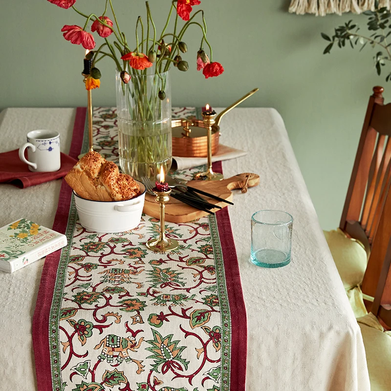 Цветочный настольный бегун с принтом слона льняной телевизор обеденный стол