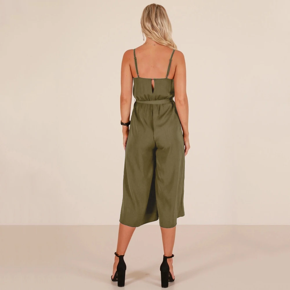 Женский свободный комбинезон без рукавов с v образным вырезом на семь дюймов