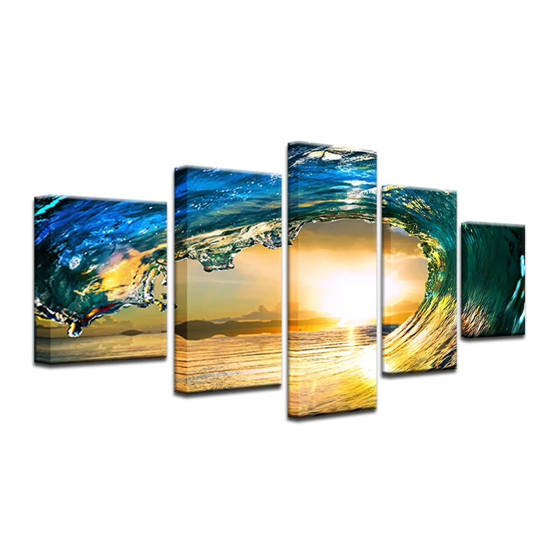 5 Panel Modern Seascape Art Pictures Canvas Painting for Home Decor HD Printed Poster | Дом и сад