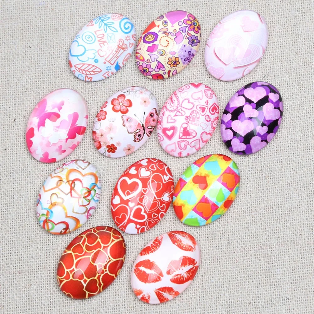 

onwear 20pcs oval glass cabochon 18x25mm mixed butterfly heart photo cameo jewelry findings diy pendant earrings accessories