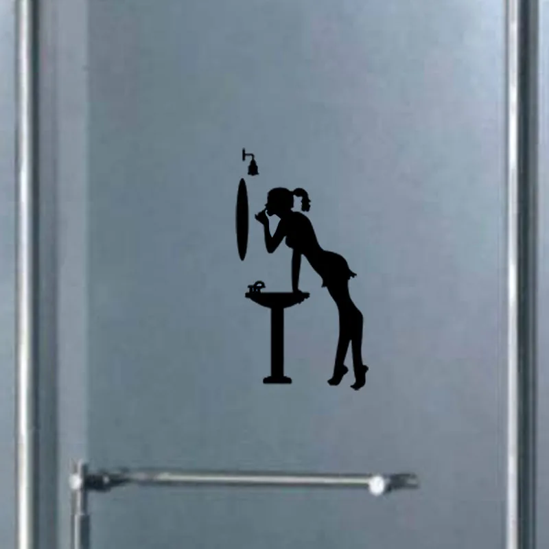 Девушка макияж губ покрытие стекло ванная комната наклейки на стену виниловые