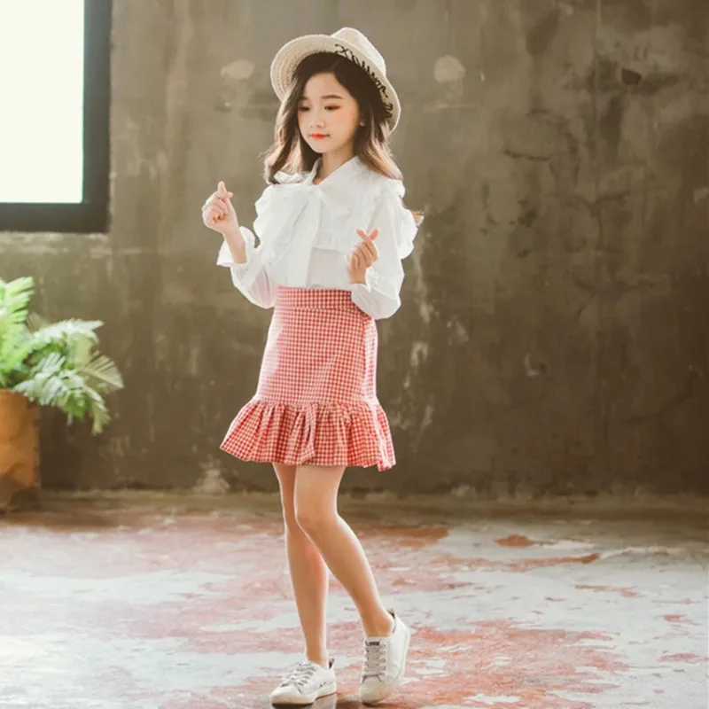 Комплект одежды для девочек на осень и весну блузка с длинными рукавами +