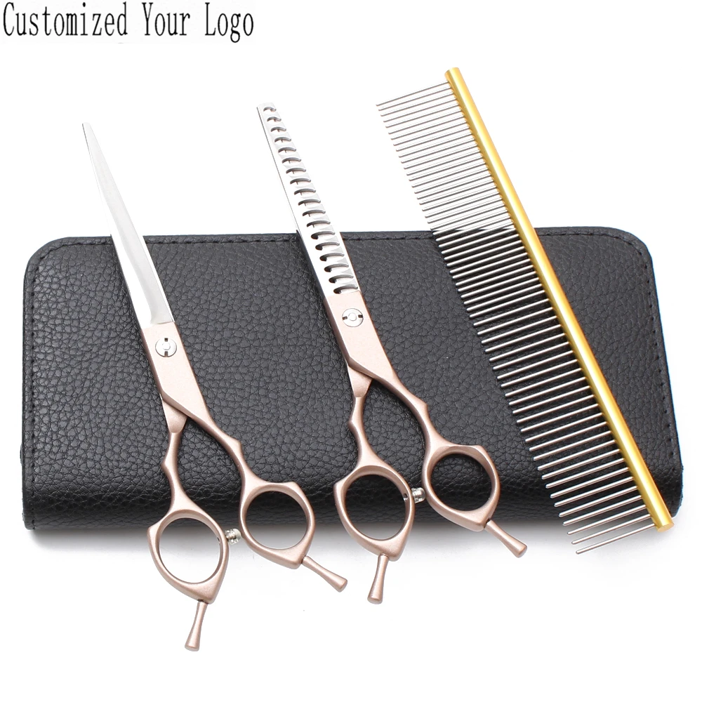 7 &quot440C Подгонянные лого розовое золото принадлежности для щенков ножницы