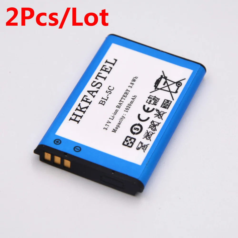 2 шт. HKFASTEL BL 5C мобильного телефона Батарея для Nokia 6230 6230I 6820 6822 7600 7610 E50 E60 N датчик N70
