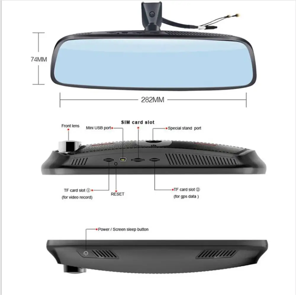 Автомобильный видеорегистратор с сенсорным IPS экраном 7 84 дюйма GPS Bluetooth Wi Fi ADAS|dash