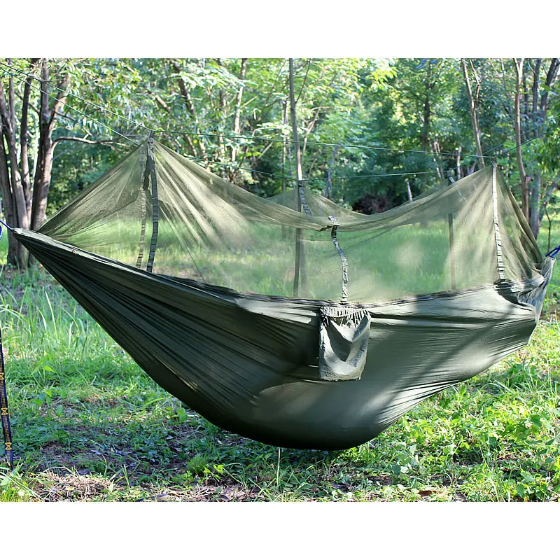 Ультралегкий уличный гамак с двойной москитной сеткой Парашютная ткань для