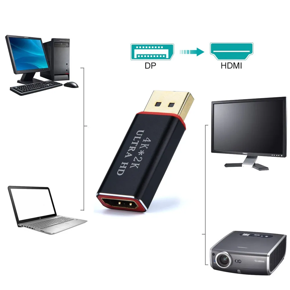 DP к HDMI конвертер 4 K * 2 30 Гц видео аудио разъем порт дисплея адаптер для женщин и