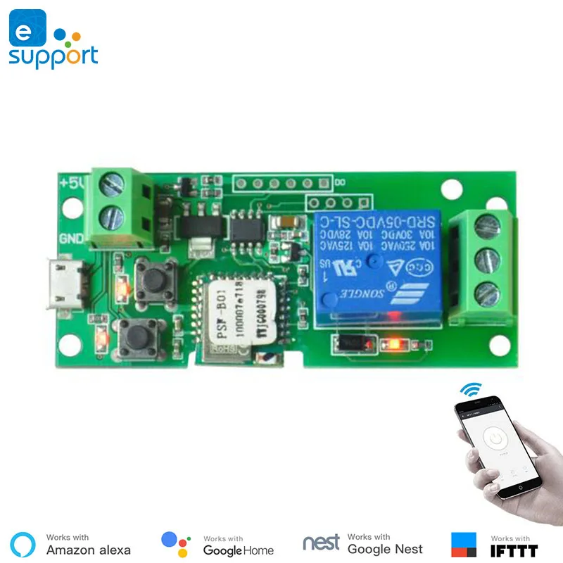 5V EweLink умный USB 7-32 В DIY 1 канал Jog Inching самоблокирующийся wifi беспроводной Умный домашний переключатель дистанционного управления с Amazon Alexa - Комплект: 5V