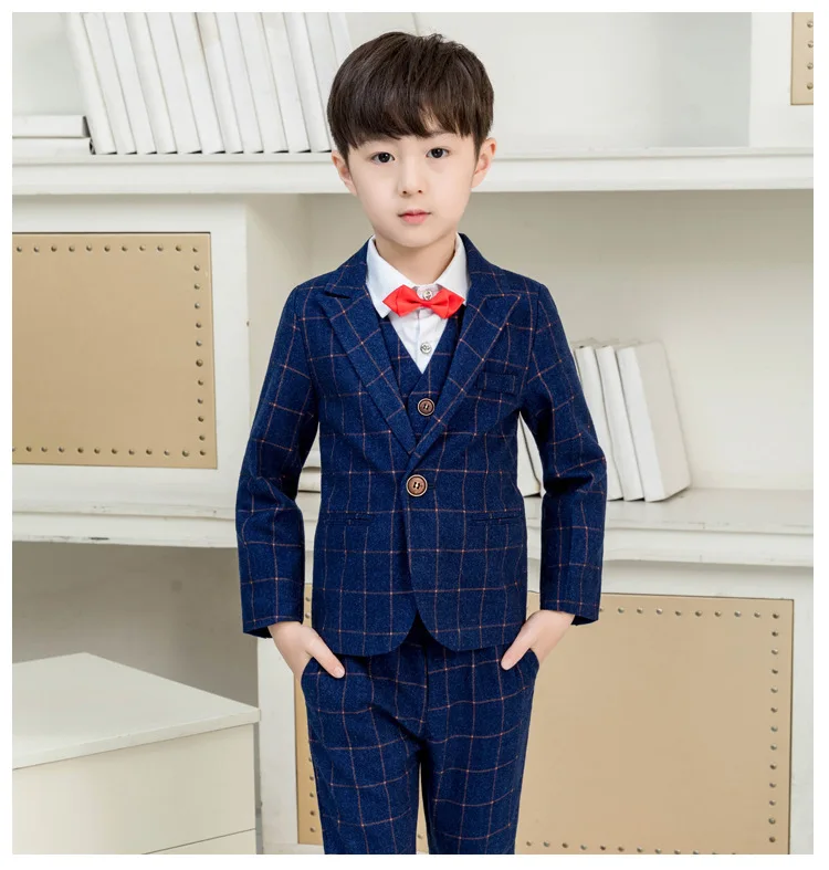 Брендовый костюм для мальчиков на свадьбу смокинг с цветами формальный Блейзер