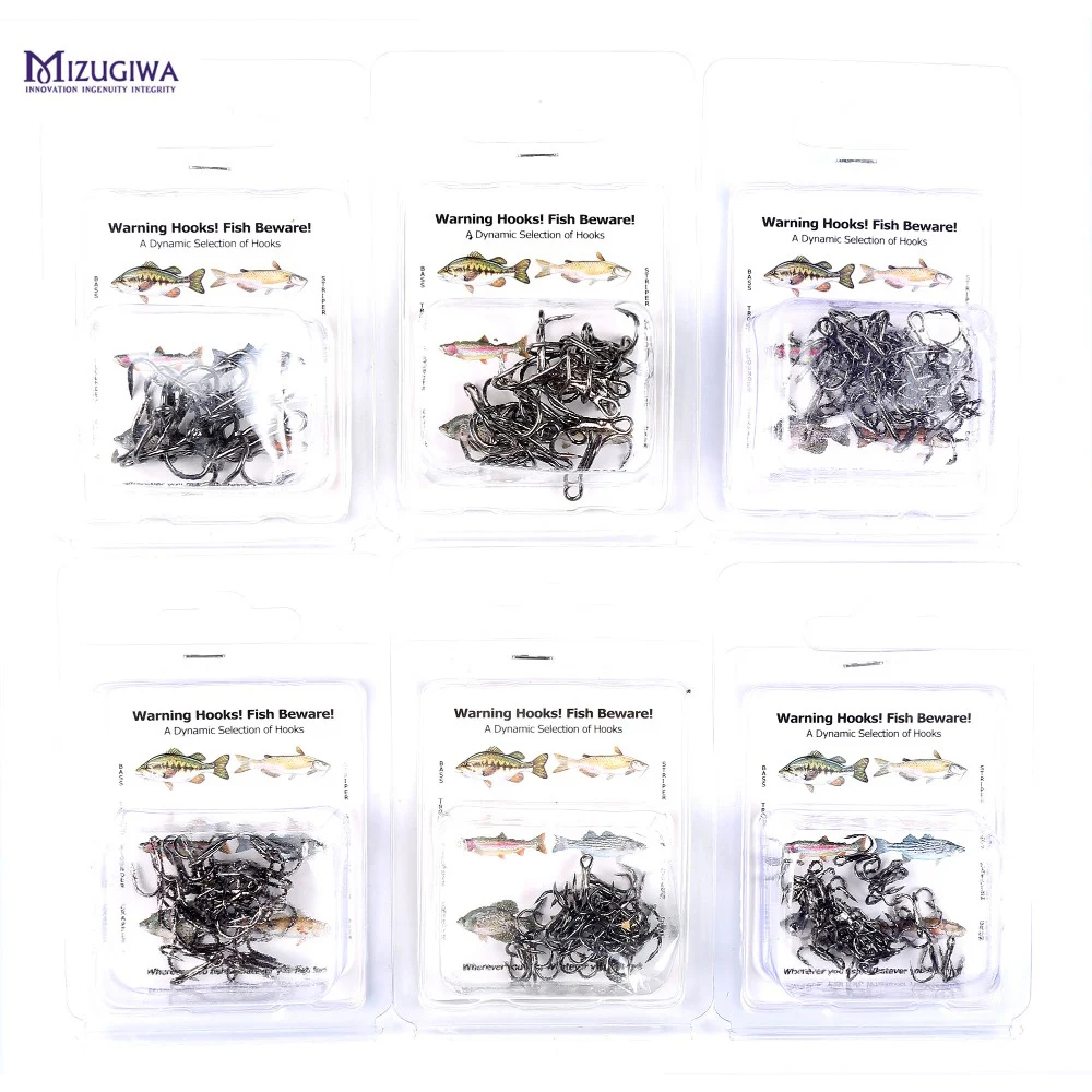 MIZUGIWAFree рыболовный крючок 100 шт./лот 2/4/6/8/10/12# с высоким содержанием углерода Сталь тройные Крючки рыболовные снасти черный