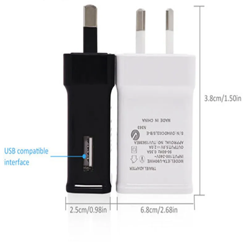 50 шт. 2A AU Plug USB AC настенное домашнее зарядное устройство адаптер питания для Samsung