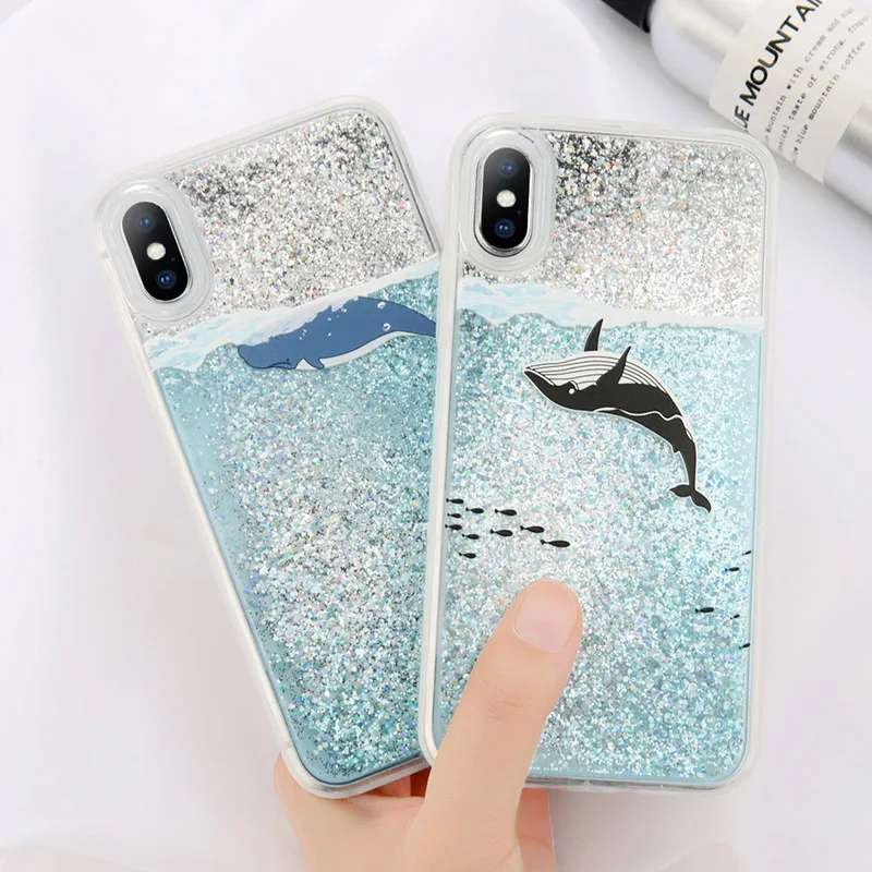 Lovebay Сияющие Блестки струящийся зыбучий песок чехол для iPhone X 8 7 Plus чехлы с
