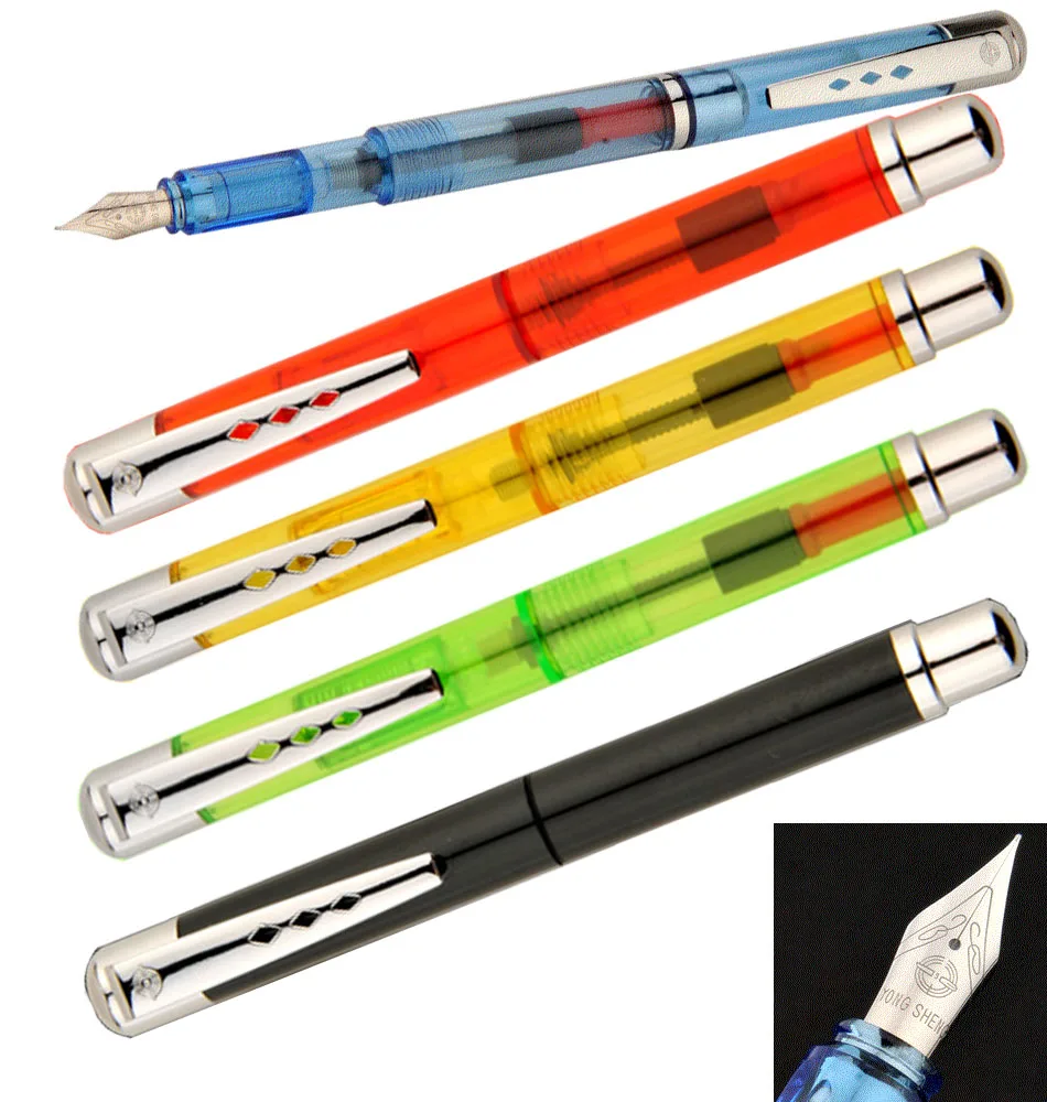 Набор перьевой ручки EF перо + 6 чернильных картриджей прозрачная пластиковая