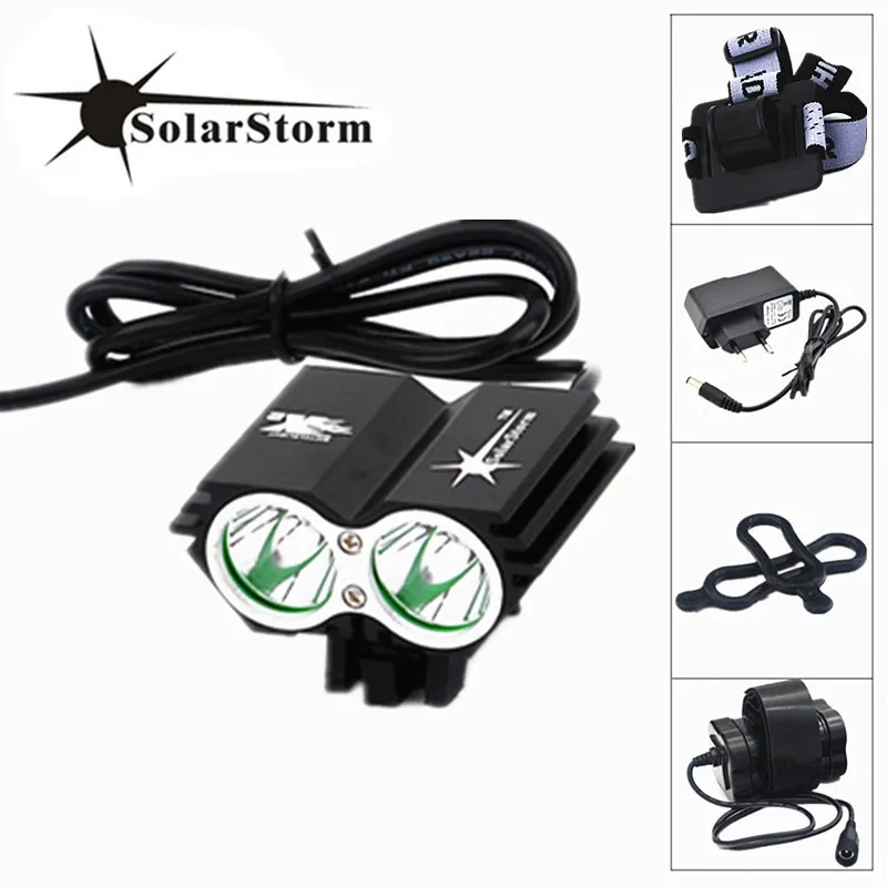 

Solarstorm 2X XM-L T6 светодиодный фонарь, передняя фара для велосипеда, водонепроницаемый аккумулятор для езды на велосипеде, пеших прогулок, кемпи...