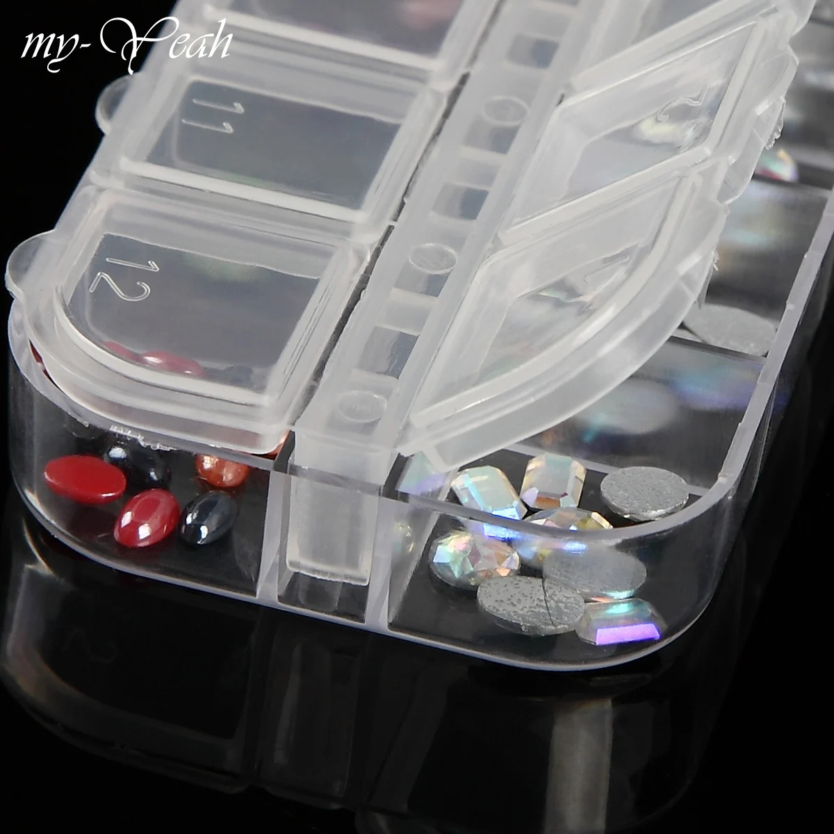 12 сетки прозрачный дизайн ногтей пустой пластиковый чехол Стразы для хранения