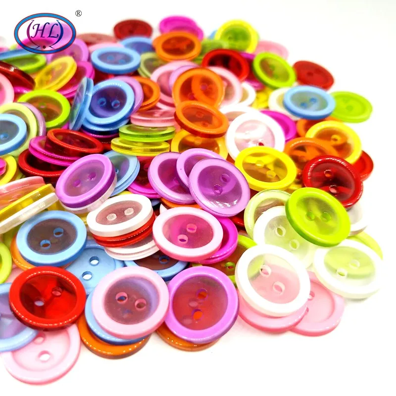 

HL 50pcs/100PCS 15MM Round 2 Holes Resin Buttons Flatback DIY Crafts Children's Apparel Clothing Sewing Accessories