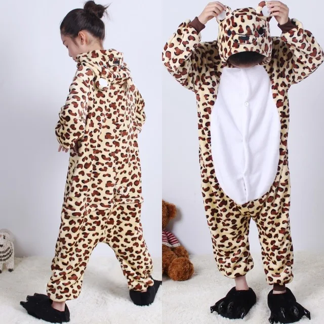 Kigurumi/пижамы с единорогом детские пижамы для мальчиков и девочек, фланелевые детские пижамы, комплект одежды для сна с животными зимние комбинезоны для детей от 4 до 12 лет - Цвет: Girafee
