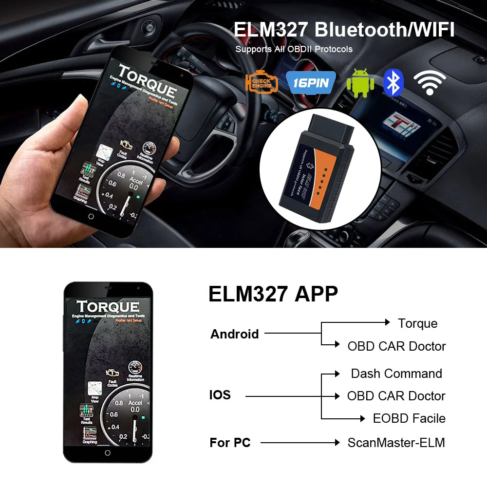 100% реальные ELM 327 Wi Fi 1 5 PIC18F25K80 читатель Кода OBDII Elm327 оборудования V1.5 Obd2