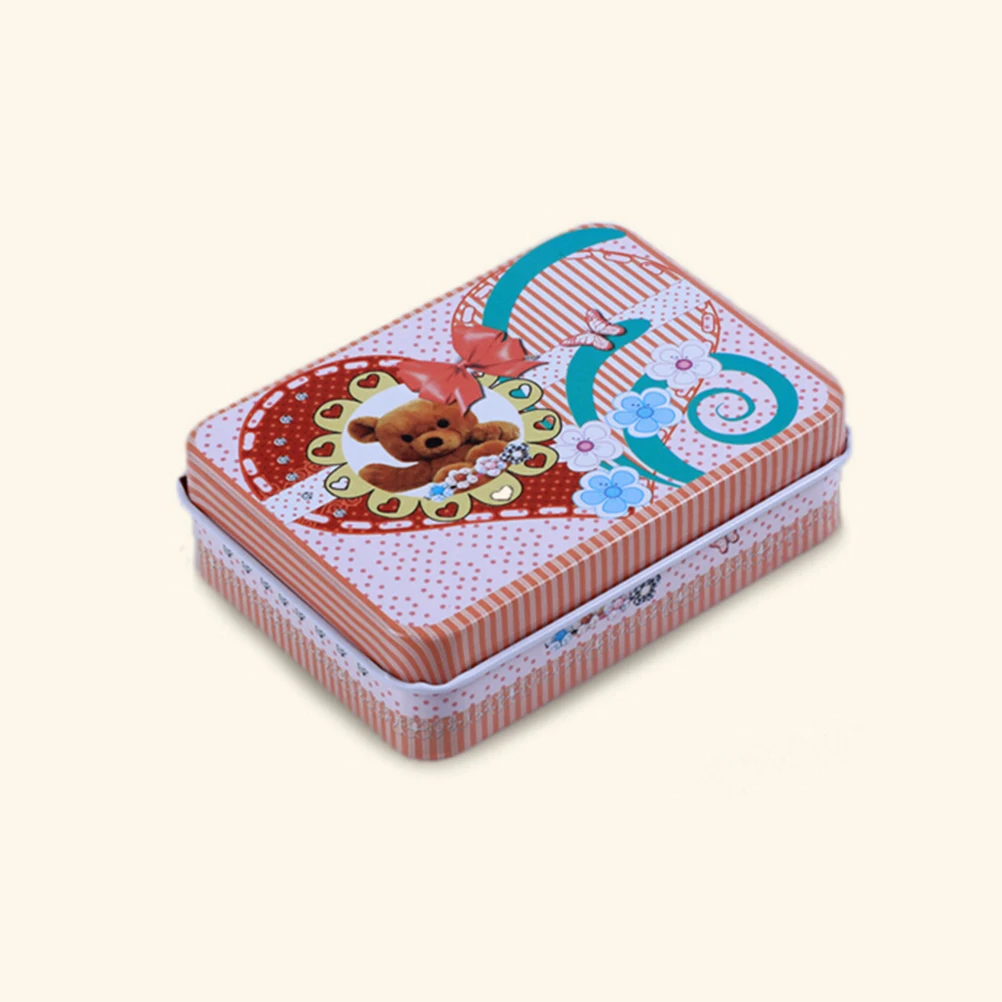 1 шт. милый маленький мультяшный металлический ящик в виде олова Чехол Органайзер