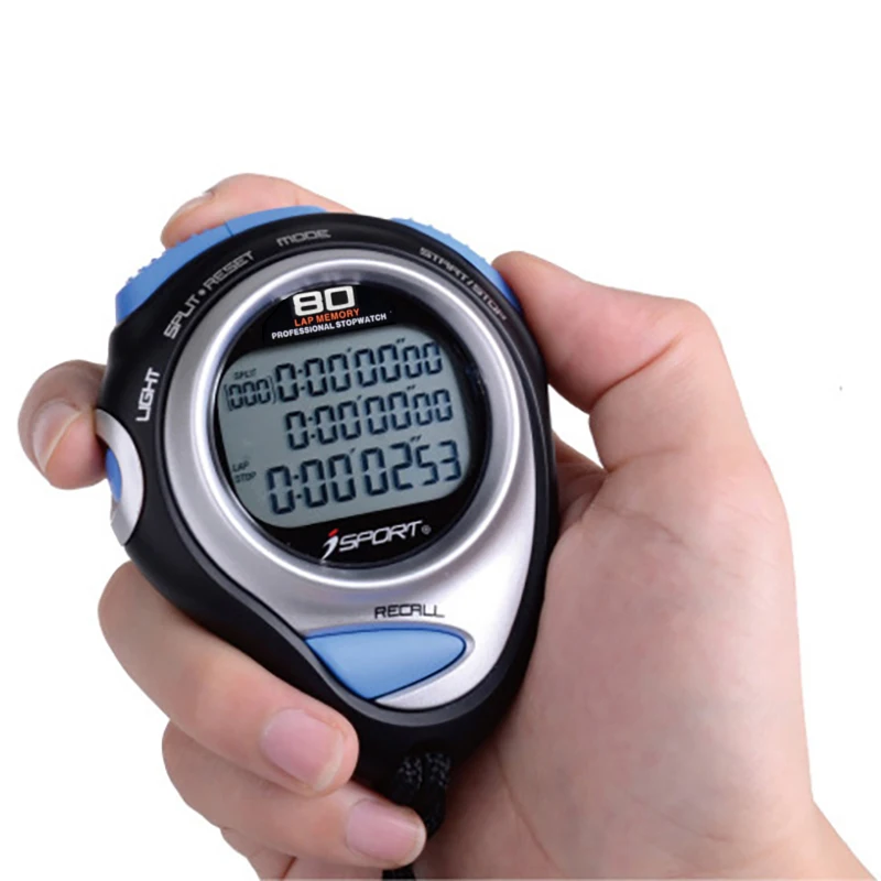 

Digital Professional 80 Laps Memory handheld Stopwatch Three Row Sport Counter Timer Professional Athletics Stopwatch