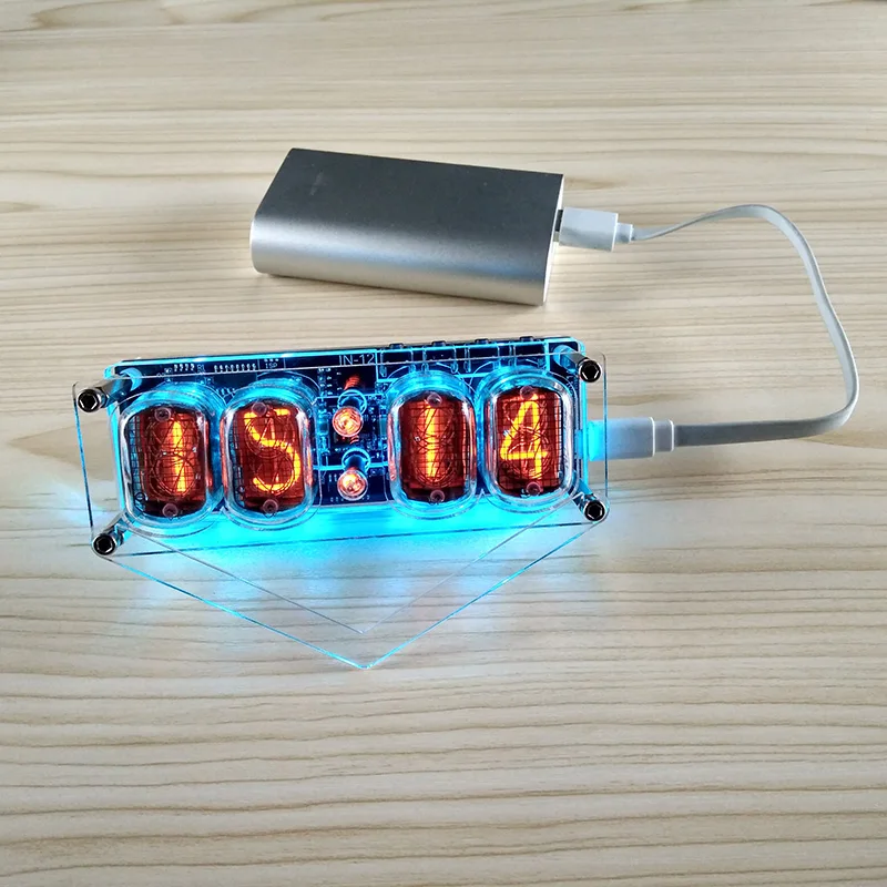 DIY 4 бит RGB светодиодный свечение цифровая плата часов Nixie трубка часы комплект DIY электронные настольные часы в стиле ретро RGB трубка в комплект не входит
