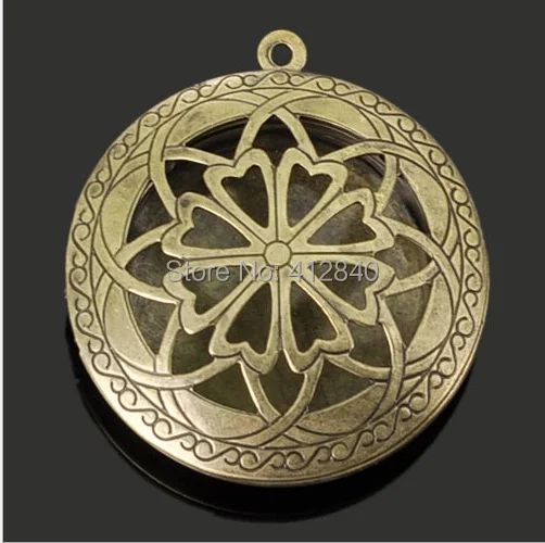 

Wholesale 32mm Round Brass Floating Photo Locket Pendants For Essential Oil Diffuser Necklace Locket Makings