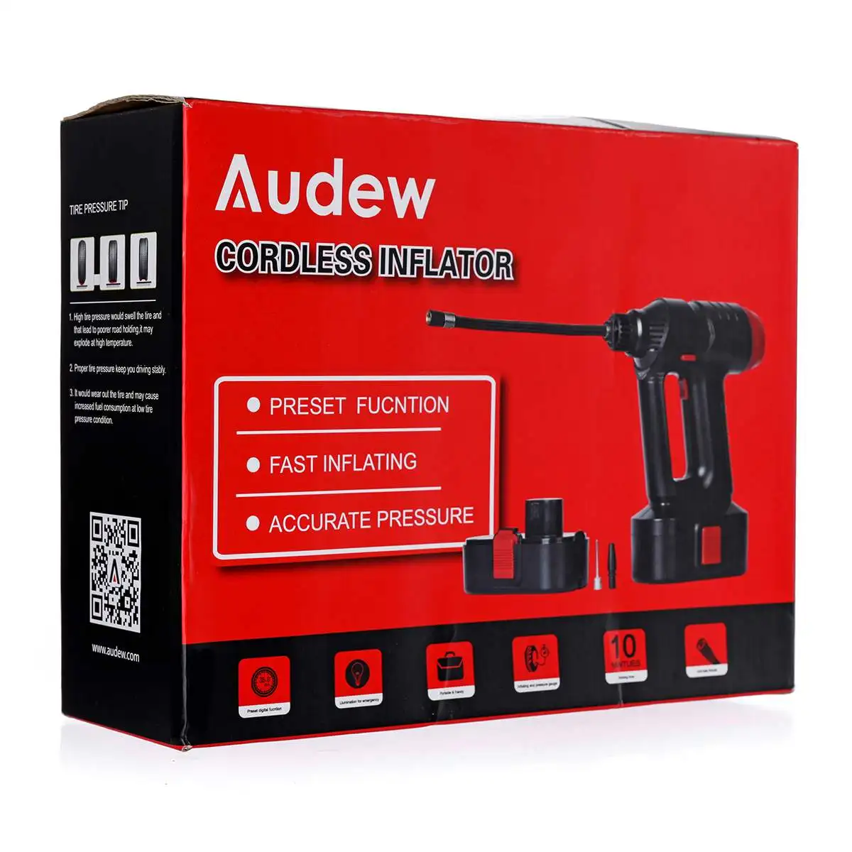 Audew 12V 160PSI Беспроводная воздушный компрессор Портативный шин авто ручной воздушный насос цифровой ЖК-дисплей Перезаряжаемые Fr аварийной ситуации