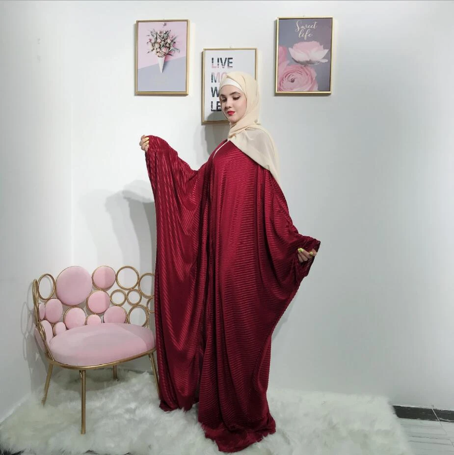 Новинка Дубай abaya летучая мышь женская одежда мусульманское свободное платье-Кафтан турецкие арабские дамы Абая Исламский халат с оборками Плюс Размер