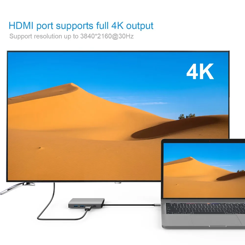 JZYuan USB C док станция для ноутбука Macbook Pro к HDMI Mini DP 4K RJ45 Gigabit LAN 3 0 Type PD Samsung