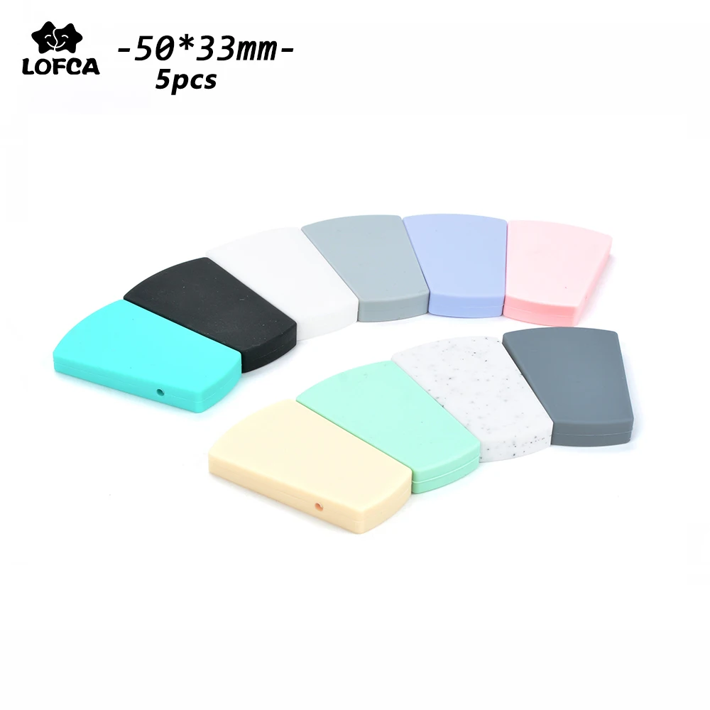 LOFCA-Cuentas trapezoidales de dentici&oacute;n para beb&eacute;, collar de cuentas de silicona para reci&eacute;n nacido, joyer&iacute;a de grado alimenticio, 5 uds.-0