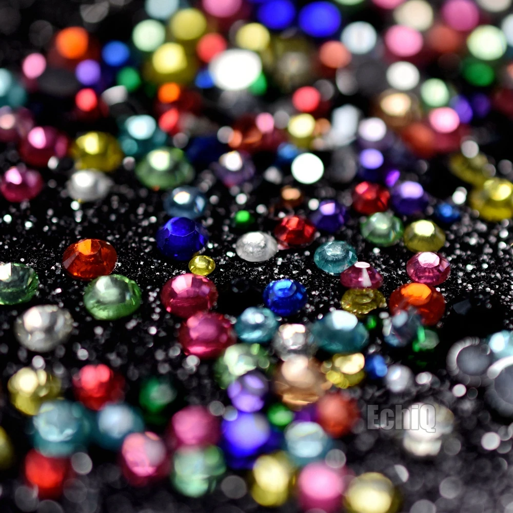 2000 шт дизайн ногтей Стразы смешанные розовый красный черный хрустальные бусины