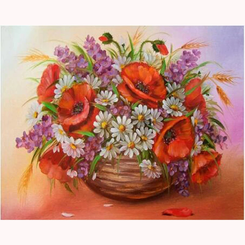 

YIKEE Diamond Mosaic Flowers Full Display Sale Diamond Embroidery Full Square Rhinestones Home Decor h1281