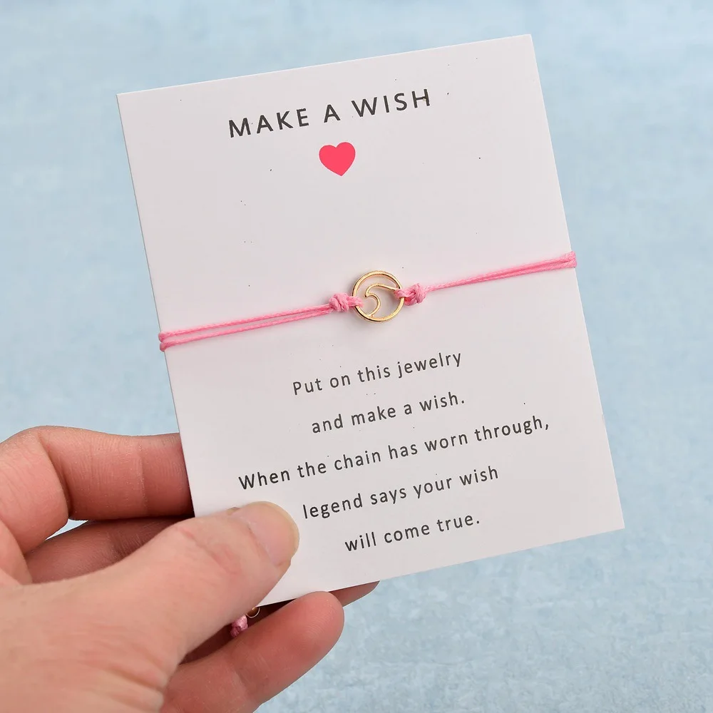 Золотая подвеска в виде волн Make a Wish браслеты для девочек обручальные свадебные с