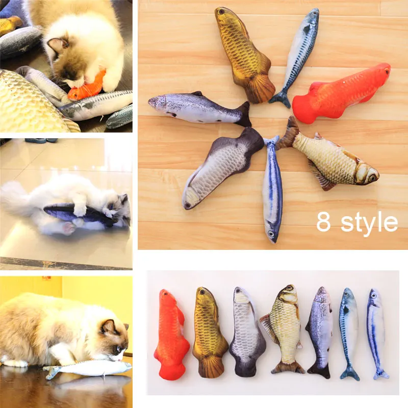 Новая имитация пушистой искусственной рыбы игрушечная подушка для кошек