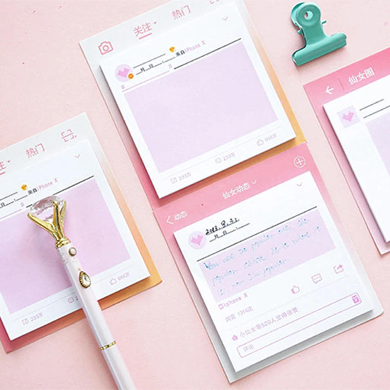 Kawaii розовые липкие сообщение заметки NFC стикер 30 листов студенческим пакетом Office