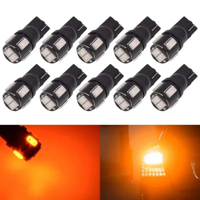 10 Piece Katur T10 оранжевый W5W светодиодный фонарь для внутренней карты багажника, грузовой фонарь, угловой боковой маркер, светодиодный фонарь T10 желтый/янтарный - Испускаемый цвет: 10 Piece
