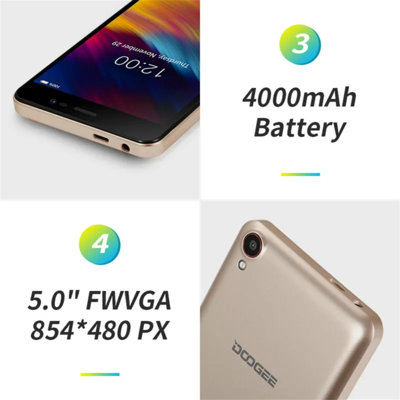 Doogee X100 Мобильный телефон MTK6580 четырехъядерный Android 8 1 ГБ ОЗУ Гб ПЗУ 3g WCDMA 5.0MP Dual SIM